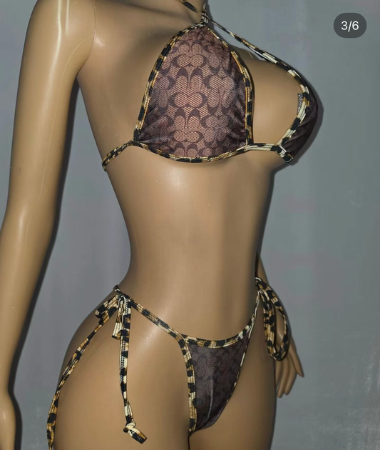 Coach Cheetah Print Tie Bikini