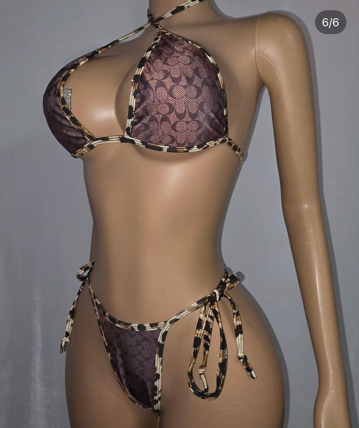 Coach Cheetah Print Tie Bikini