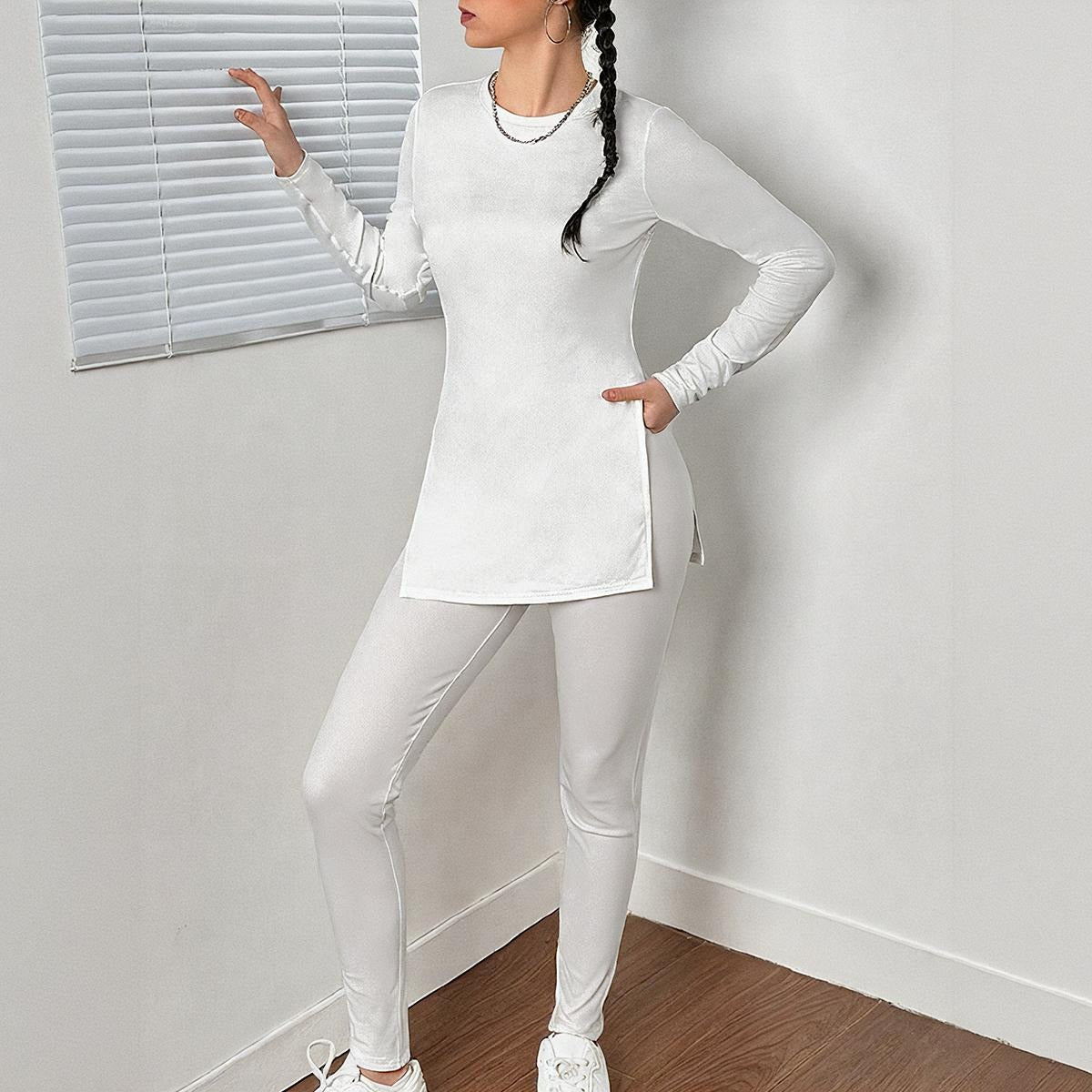 All-Over Print Women's Side Split T-shirt Set