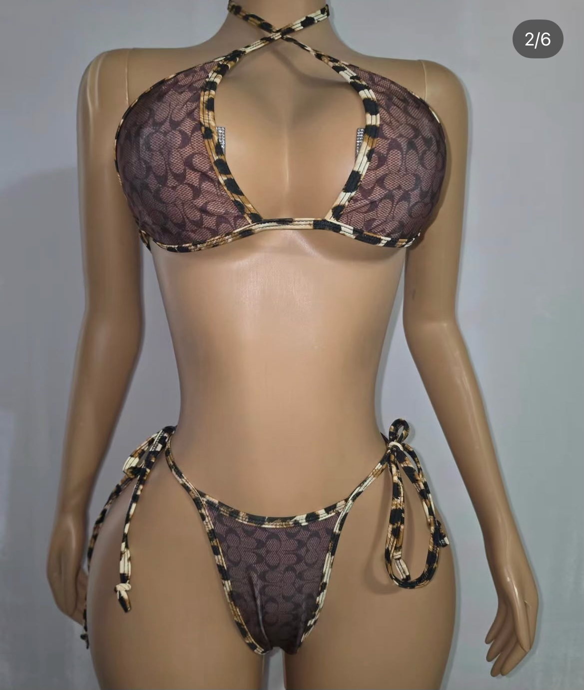 Coach Cheetah Print Tie Bikini