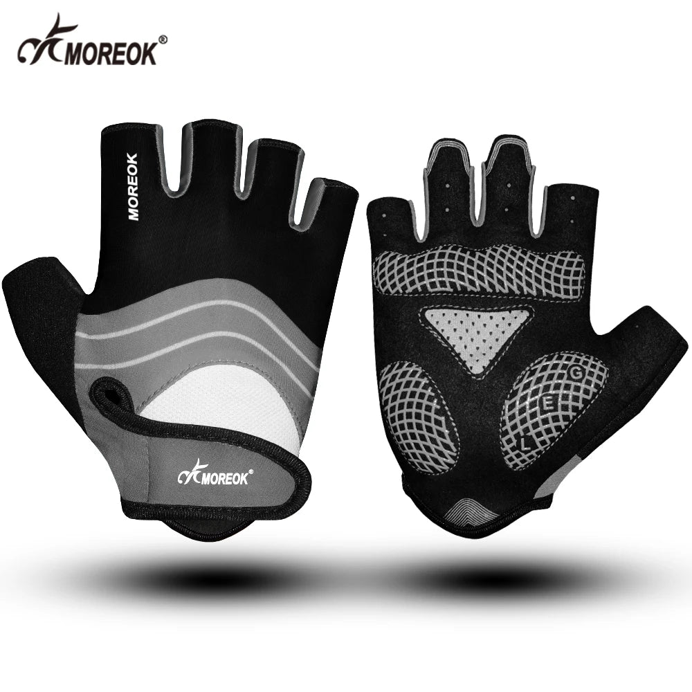 MOREOK Cycling Gloves Half Finger Bike Gloves 5MM Silicone Pads Pads Bicycle Gloves Shock-Absorbing Mountain Bike Gloves Anti