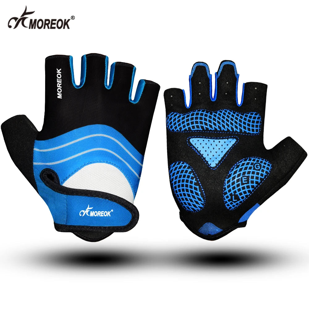 MOREOK Cycling Gloves Half Finger Bike Gloves 5MM Silicone Pads Pads Bicycle Gloves Shock-Absorbing Mountain Bike Gloves Anti