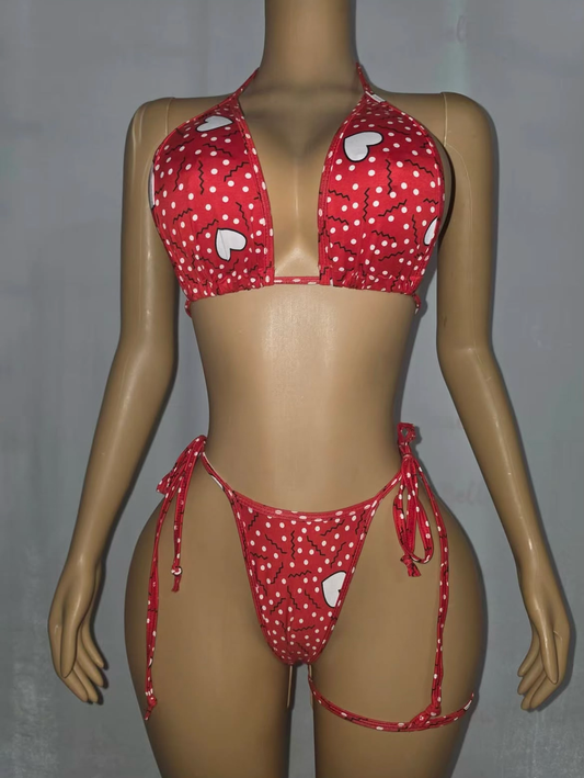 Heart Tie Bikini With Garter