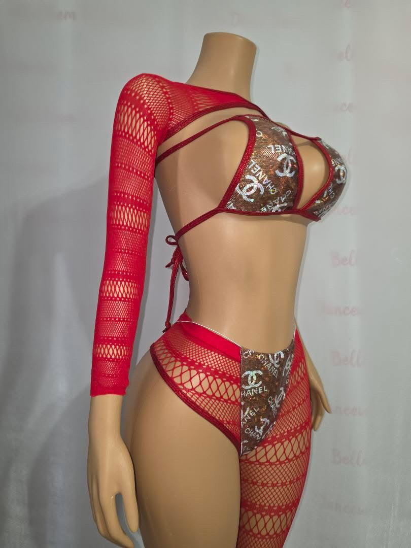 Chanel 3 Piece Bell Bottom Bikini