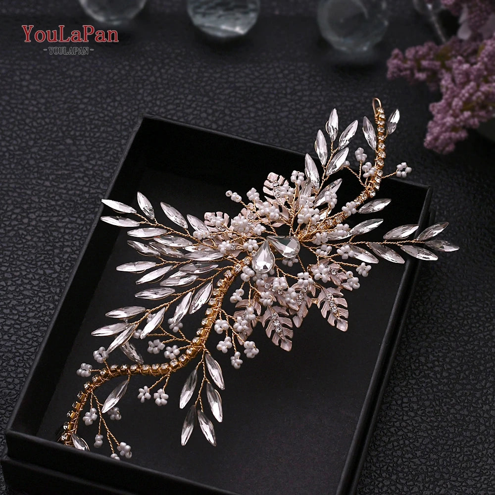 YouLaPan Wedding Hair Accessories Rhinestone Tiara Bridal Headdress Pageant Crown Woman Hair Clip Bridal Hairpin for Party HP254