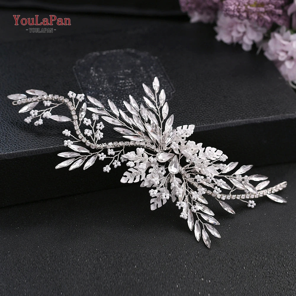 YouLaPan Wedding Hair Accessories Rhinestone Tiara Bridal Headdress Pageant Crown Woman Hair Clip Bridal Hairpin for Party HP254