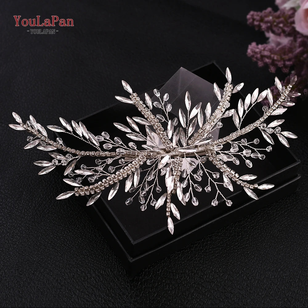 YouLaPan Wedding Hair Accessories Rhinestone Tiara Bridal Headdress Pageant Crown Woman Hair Clip Bridal Hairpin for Party HP254