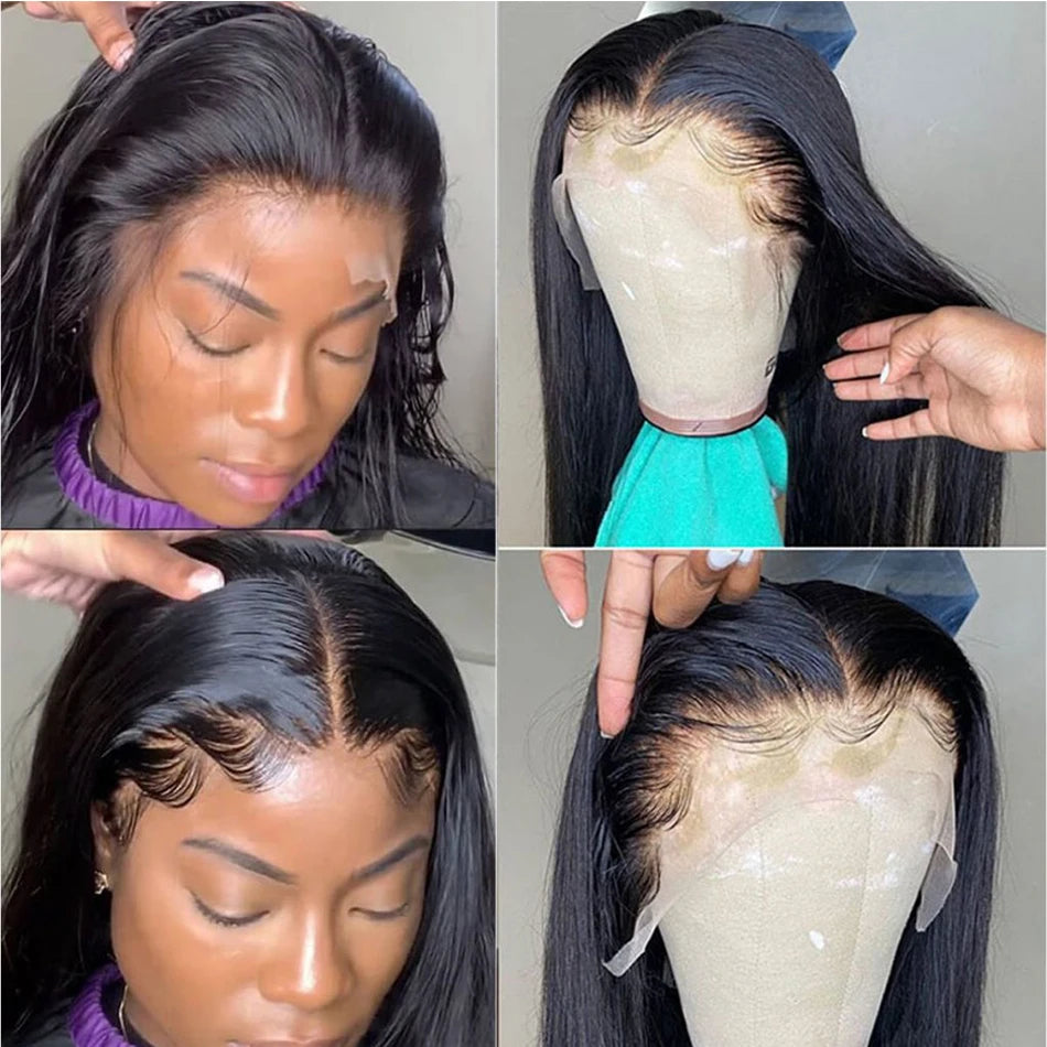 HD Transparent 13x6 Lace Front Human Hair Wigs For Women Pre Plucked Raw Indian Bone Straight 13x4 Lace Frontal Human Hair Wigs