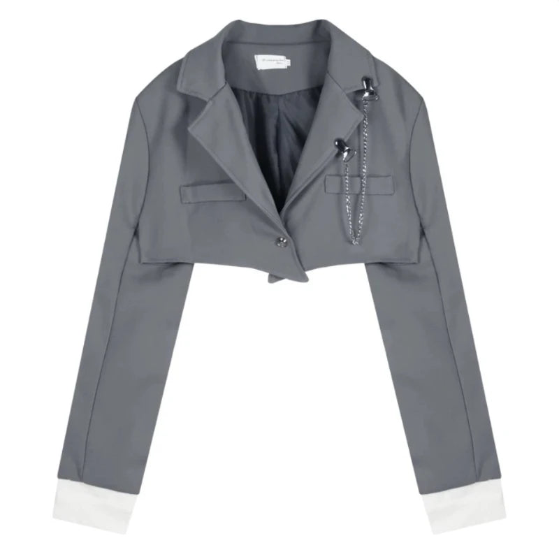 Preppy Style Elegant 3 Piece Set Women Fashion Casual Blazer Suit Female Pleated Mini Skirt + Irregular Camisole + Short Jacket