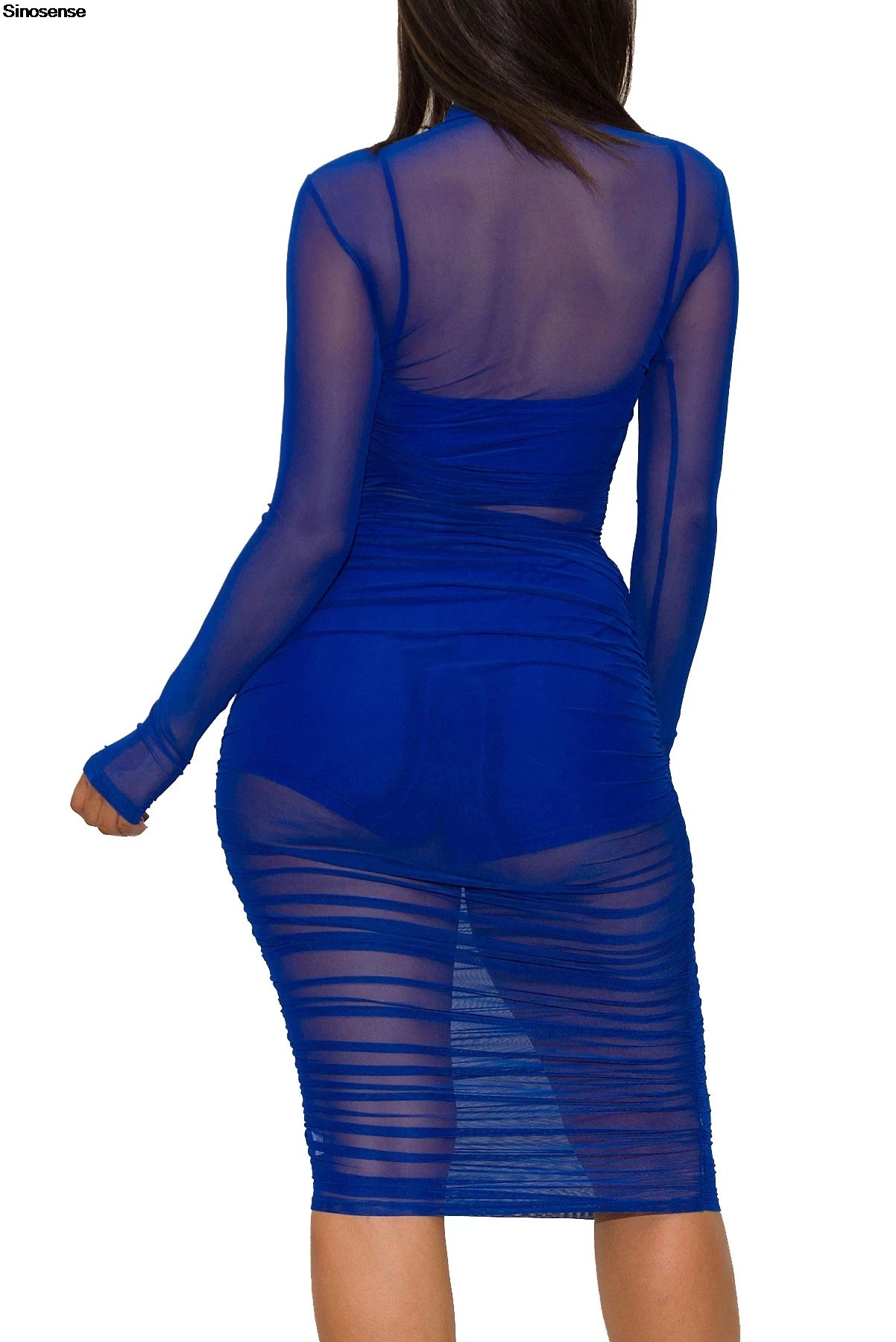 Women Mesh See Through 3 Piece Set Bodycon Ruched Cover Up Midi Dress+Camis+Shorts 3 Pieces Suits Sexy Night Club Party Outfits