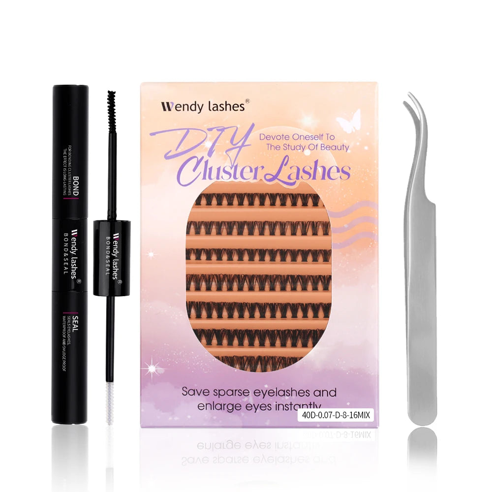 Wendy Lashes 60D/80D Lash Extension Kit 8-16mm Mix Lashes and Bond and Tweezers Faux Mink Eyelash Cilios Eyelash Supplies