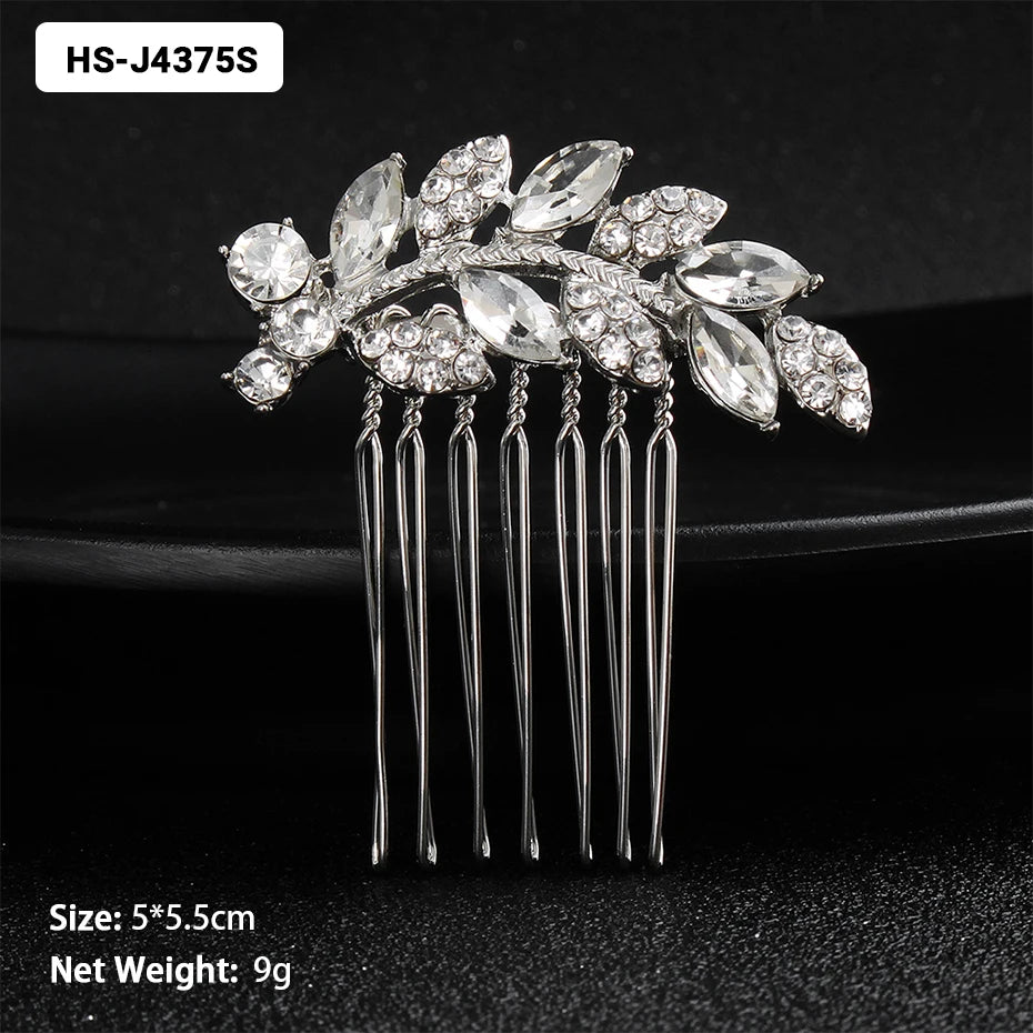 Efily Classic Silver Color Wedding Hair Combs Hairpins Crystal Rhinestone Bride Hair Accessories Women Tiara Bridal Hair Jewelry