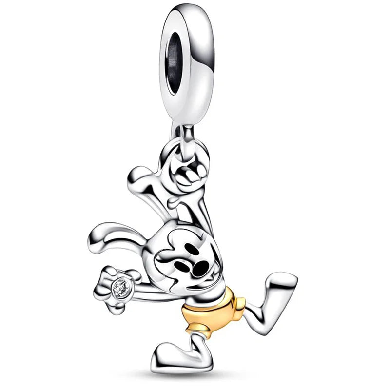 Disney Mickey Minnie Ice and Snow Princess Cartoon Series Pendant DIY Large Hole Zinc Charm Jewelry