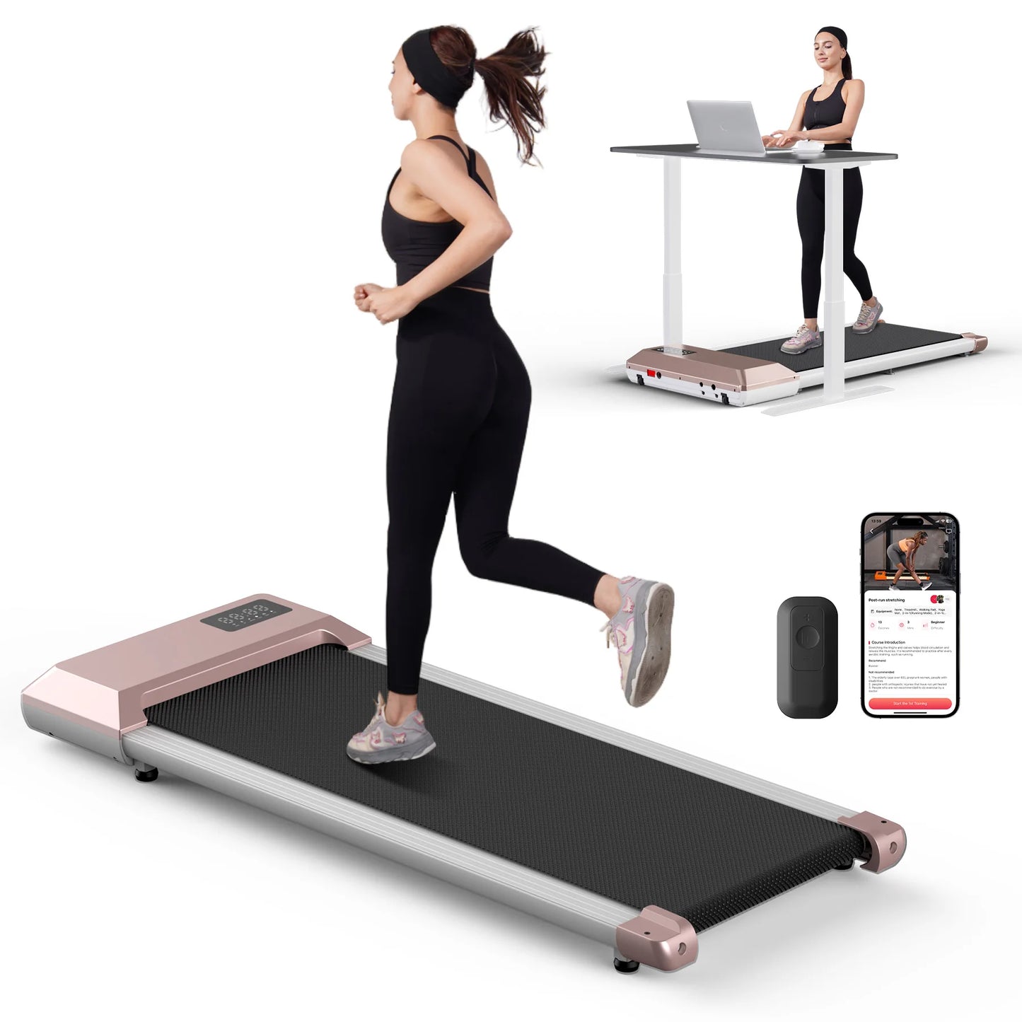 300lbs Treadmill for Home 2.5HP Treadmills Walking Pad LCD Digital Data Display 2in1 Walking Running Fitness Exercise Machine