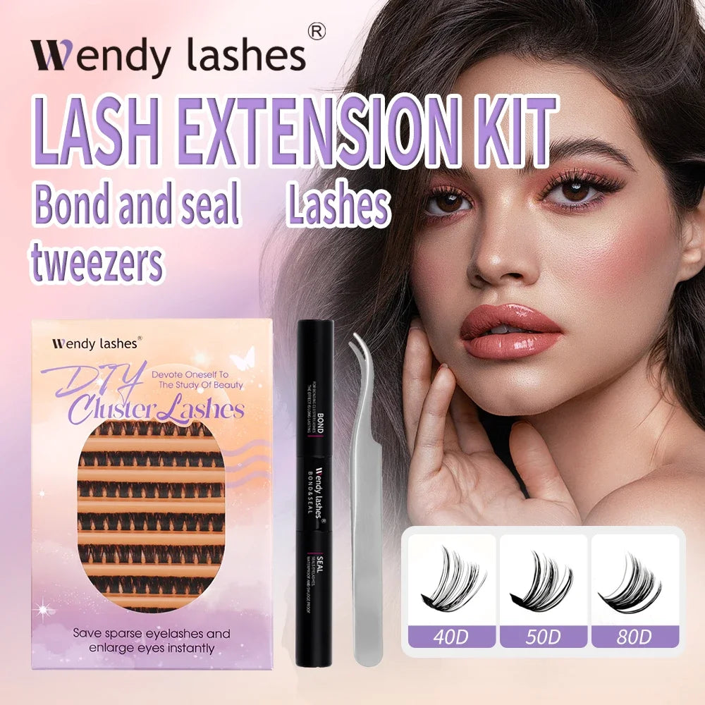 Wendy Lashes 60D/80D Lash Extension Kit 8-16mm Mix Lashes and Bond and Tweezers Faux Mink Eyelash Cilios Eyelash Supplies