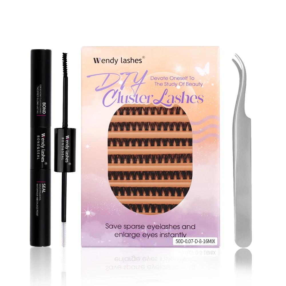 Wendy Lashes 60D/80D Lash Extension Kit 8-16mm Mix Lashes and Bond and Tweezers Faux Mink Eyelash Cilios Eyelash Supplies