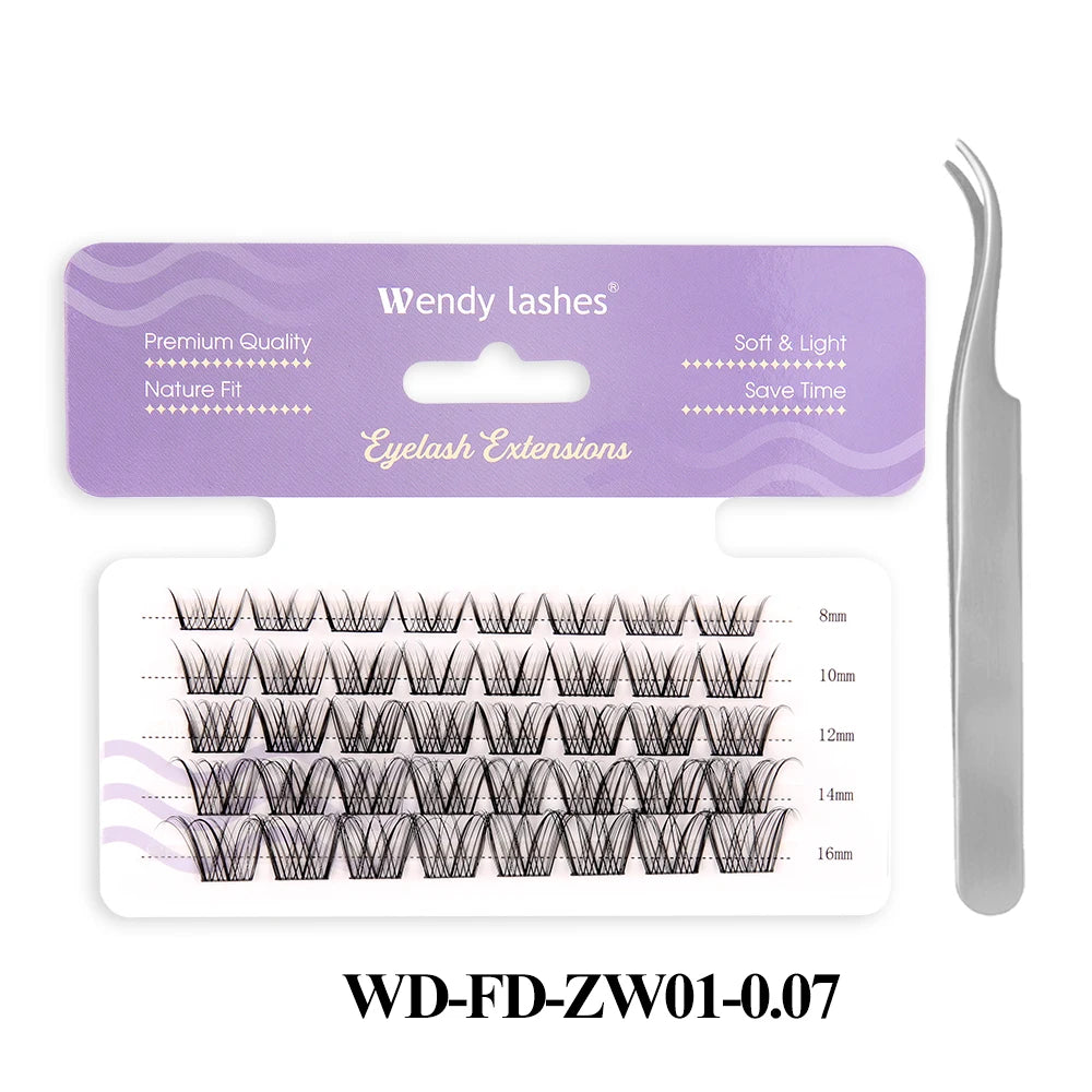 Wendy Lashes 60D/80D Lash Extension Kit 8-16mm Mix Lashes and Bond and Tweezers Faux Mink Eyelash Cilios Eyelash Supplies
