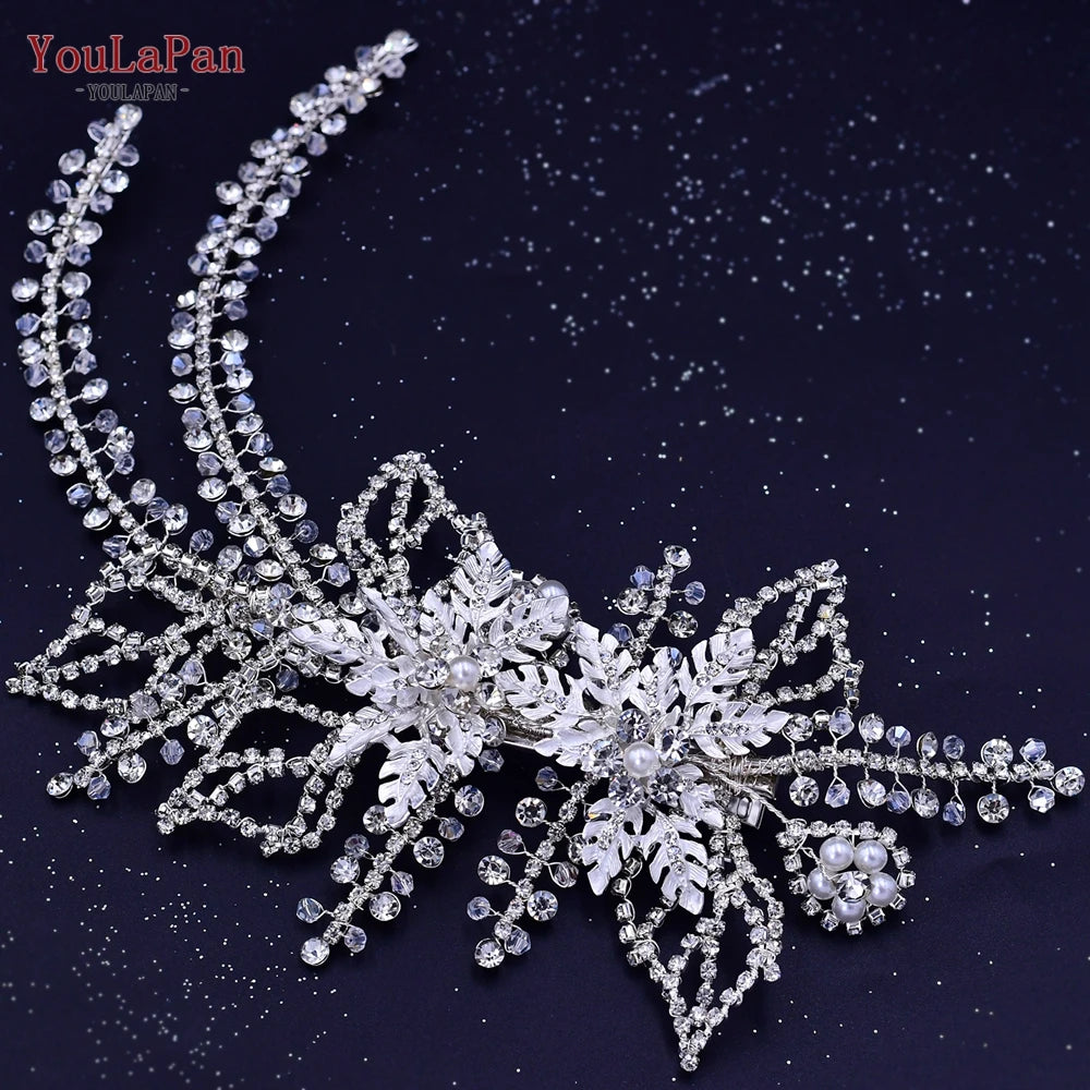 YouLaPan Wedding Hair Accessories Rhinestone Tiara Bridal Headdress Pageant Crown Woman Hair Clip Bridal Hairpin for Party HP254