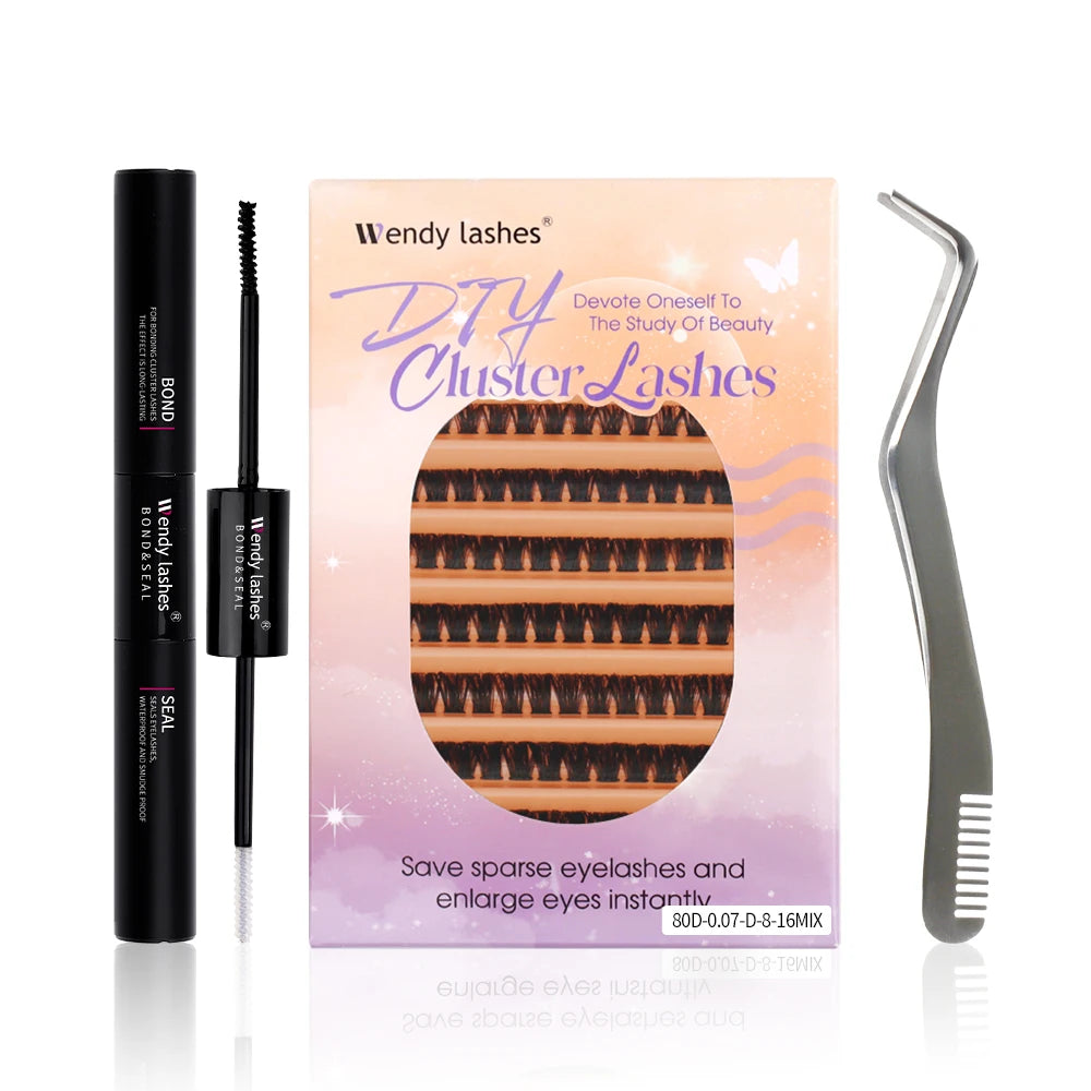 Wendy Lashes 60D/80D Lash Extension Kit 8-16mm Mix Lashes and Bond and Tweezers Faux Mink Eyelash Cilios Eyelash Supplies