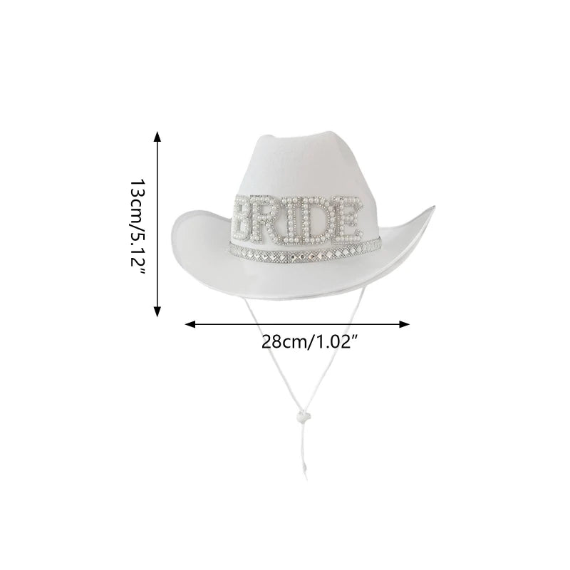 Bride Letter Cowgirl Hat Novelty Large Brim Hat Summer Beach Hat Cowgirl Hat
