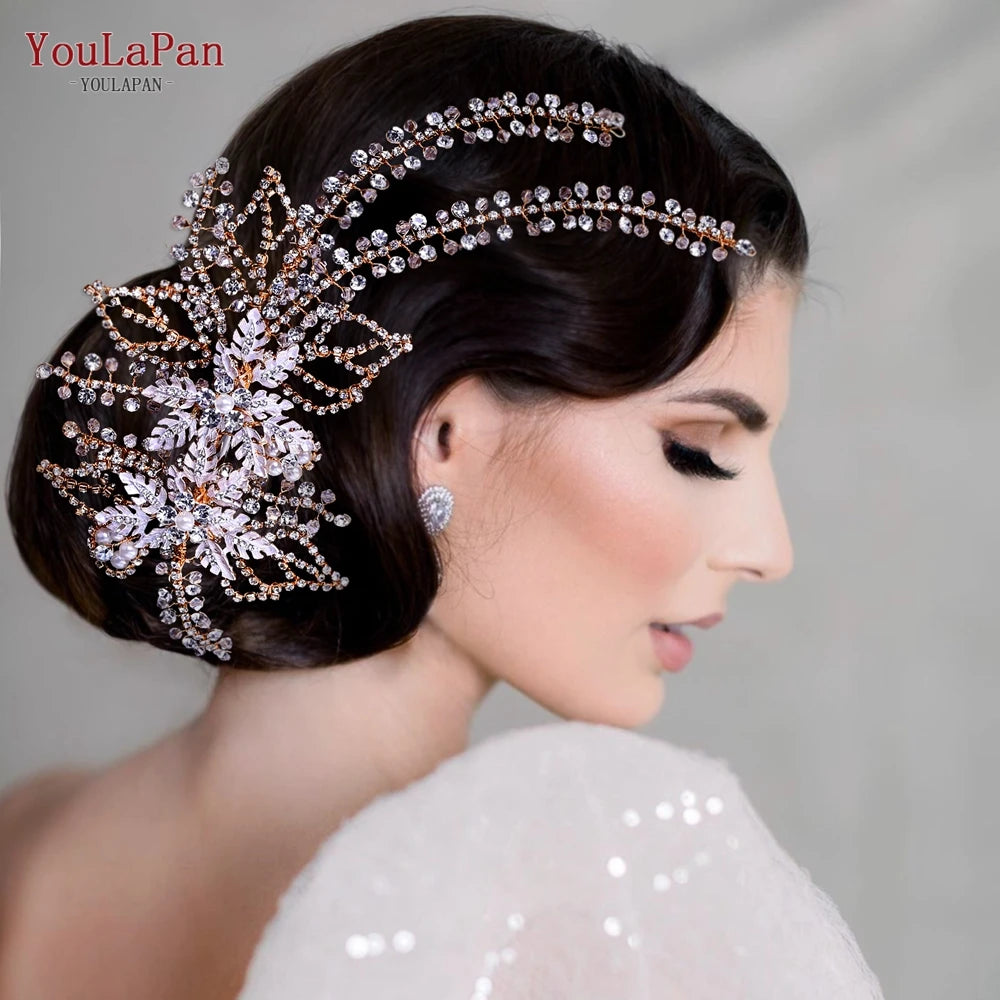 YouLaPan Wedding Hair Accessories Rhinestone Tiara Bridal Headdress Pageant Crown Woman Hair Clip Bridal Hairpin for Party HP254