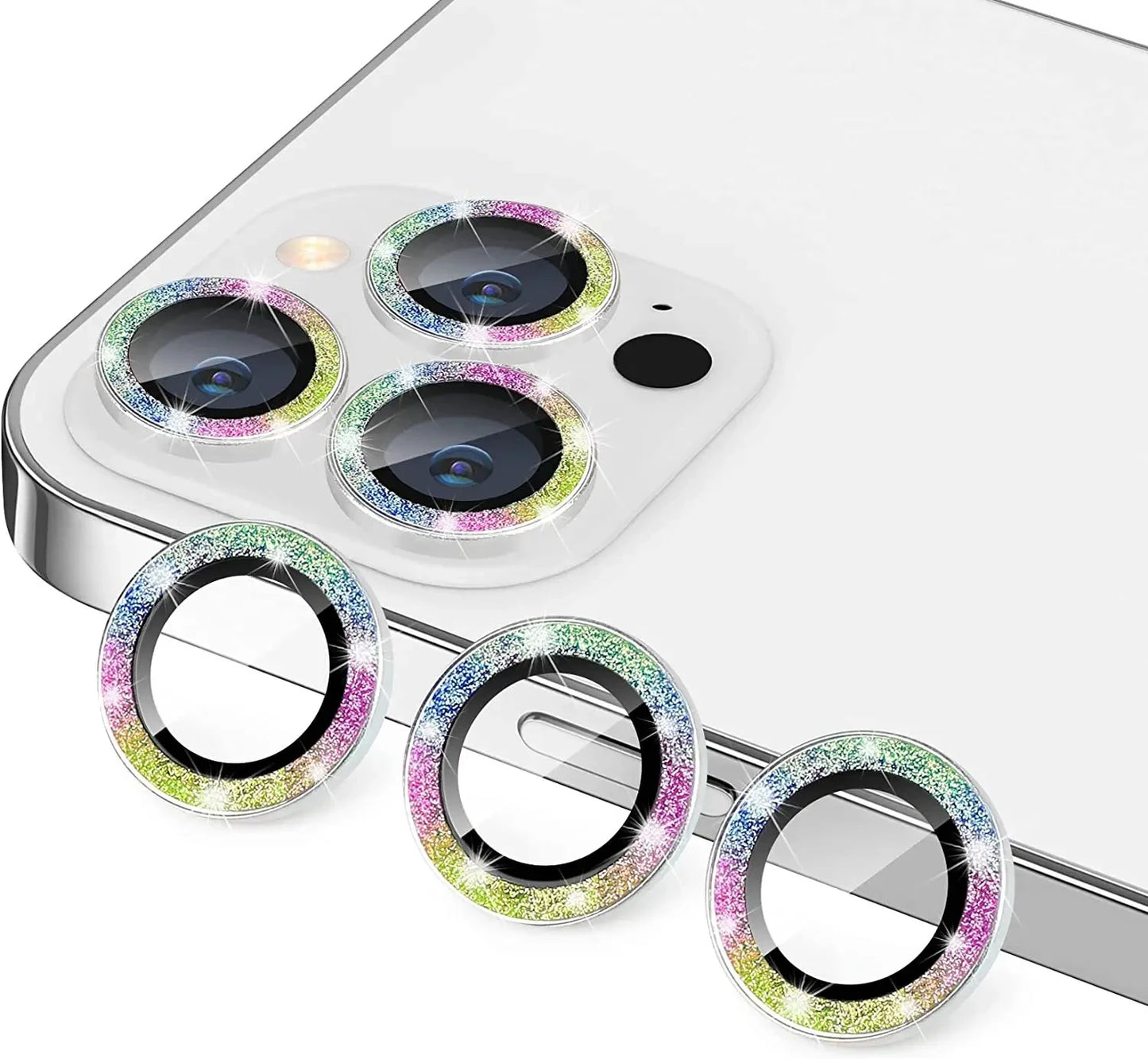 Glitter Camera Lens Protector Cover for iPhone 16 15 Pro Max 13 17 Pro 11 14 15 Plus 12 Mini Tempered Glass Protection Lens Film