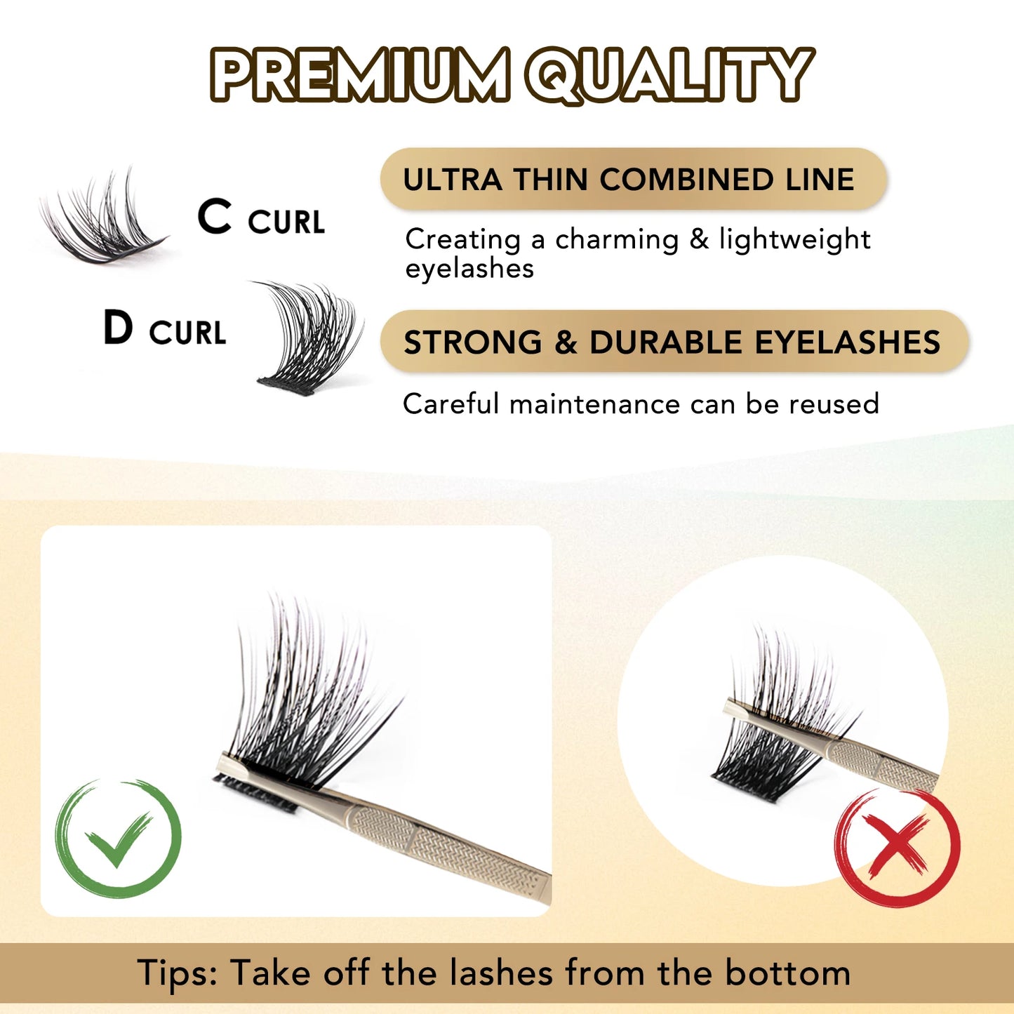 Gollee 168pcs DIY Cluster Lash Kit 2 IN 1 Bond and Seal 8ml Lasting 3Days Lash Remover Home Use False Eyelash Adhesive Seal tool