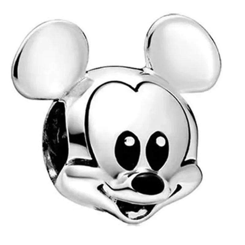 Disney Mickey Minnie Ice and Snow Princess Cartoon Series Pendant DIY Large Hole Zinc Charm Jewelry