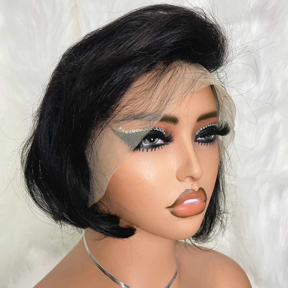 13X4 Human Hair Lace Frontal Wig Natural Color Brazilian Human Hair Wigs Cheap Wigs On Sale Clearance Pixie Cut Wigs Human Hair