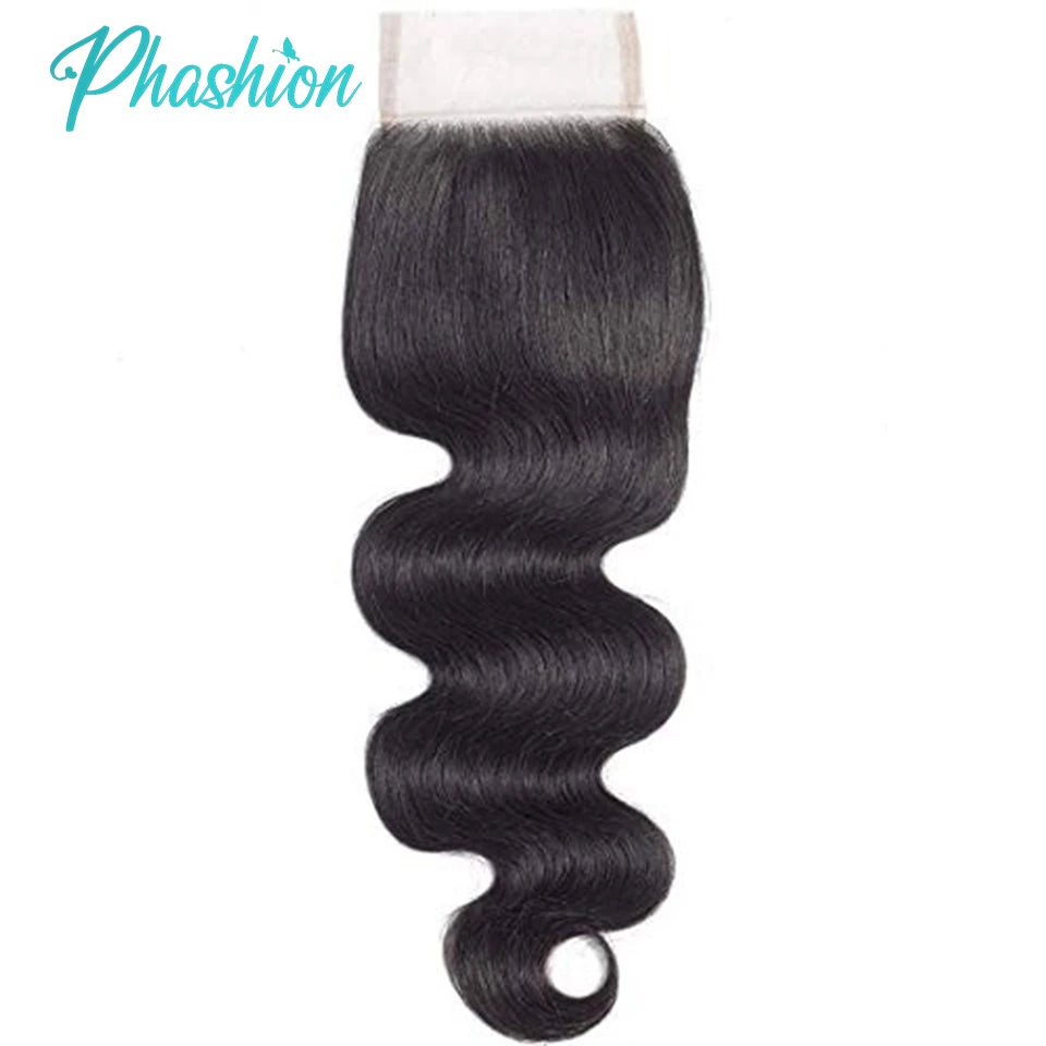 Phashion 26 Inch 4x4 5X5 Body Wave Lace Closure Only Pre Plucked Swiss Transparent 100 Remy Human Hair For Black Women Full Soft
