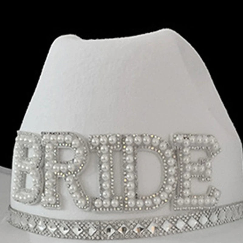 Bride Letter Cowgirl Hat Novelty Large Brim Hat Summer Beach Hat Cowgirl Hat