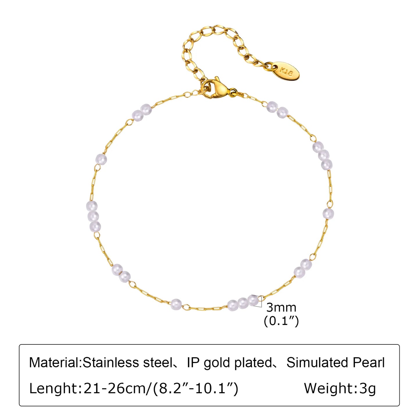 Anklet Bracelet on Legs Stainless Steel ,waterproof Adjustable Beach Beaded Ball Cuban Link Summer Boho Foot Jewelry for Women