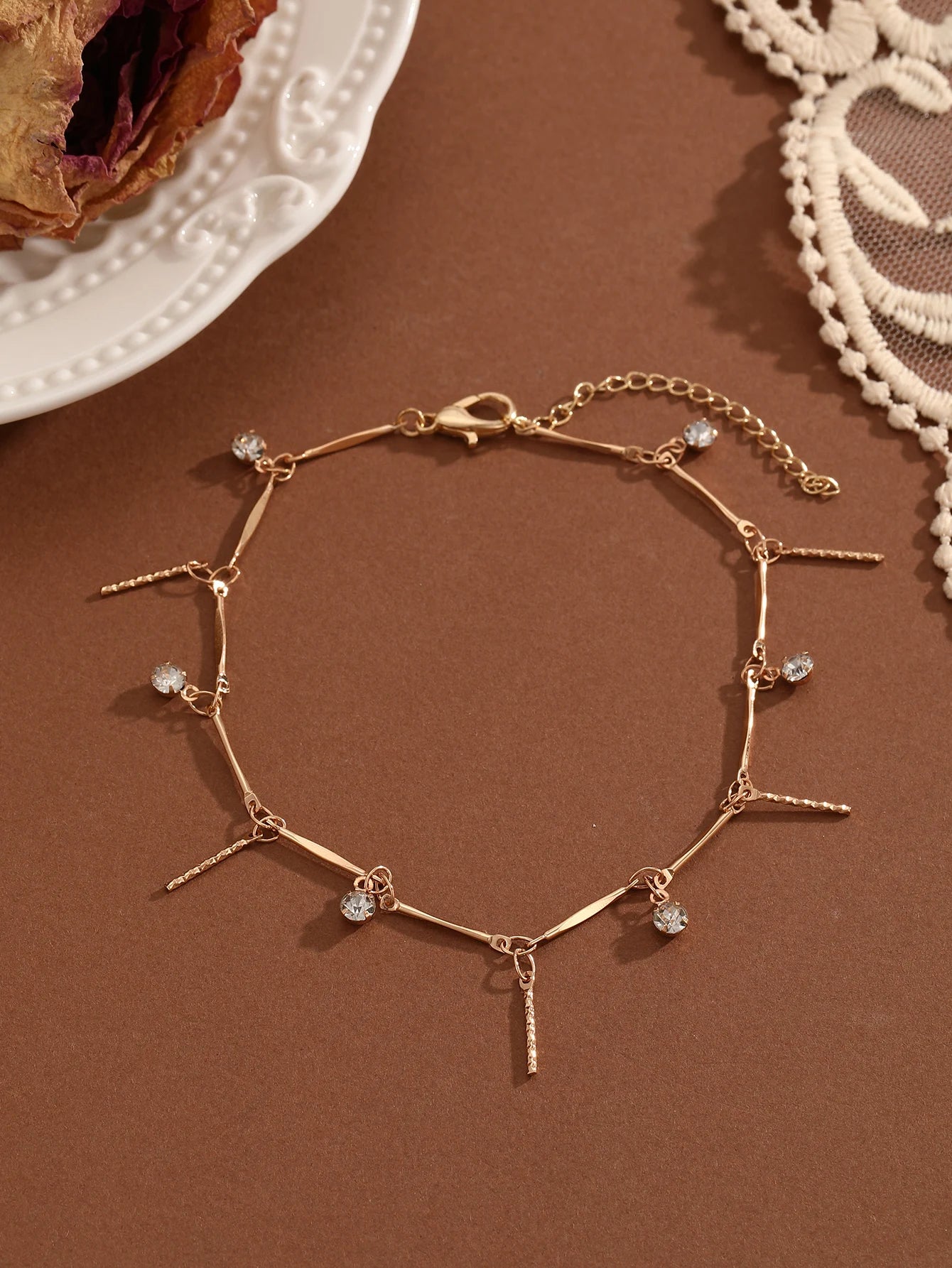 QIAMNI Summer Bohemia Crystal Cubic Zirconia Anklet For Women Girls Ankle Bracelet Leg Chain Beach Party Travel Foot Jewelry