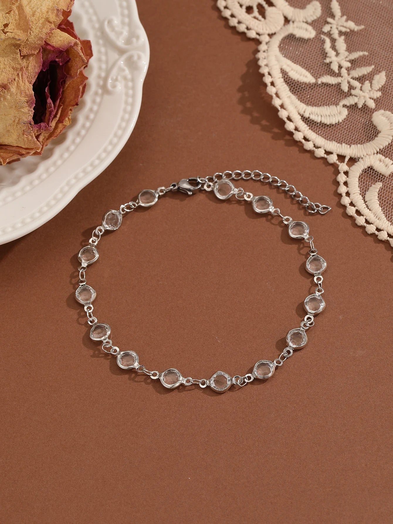 QIAMNI Summer Bohemia Crystal Cubic Zirconia Anklet For Women Girls Ankle Bracelet Leg Chain Beach Party Travel Foot Jewelry