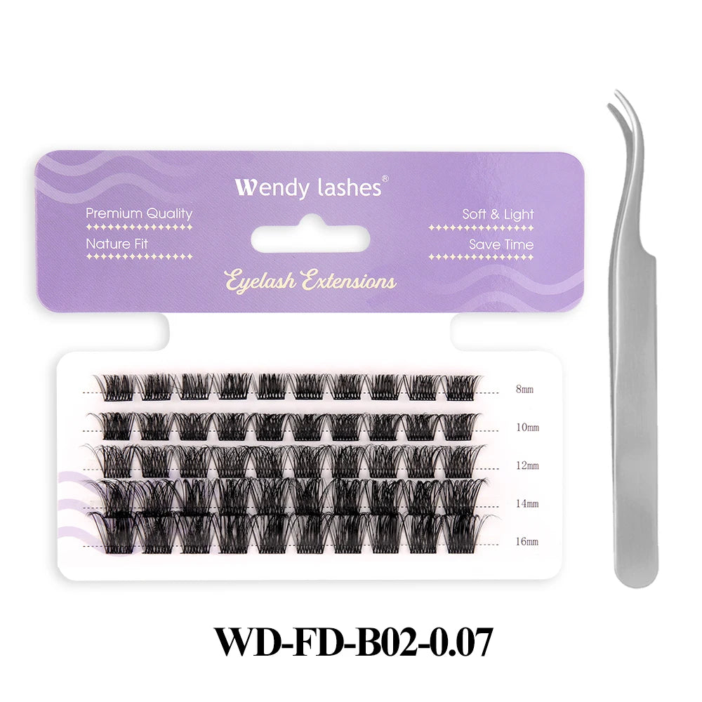 Wendy Lashes 60D/80D Lash Extension Kit 8-16mm Mix Lashes and Bond and Tweezers Faux Mink Eyelash Cilios Eyelash Supplies