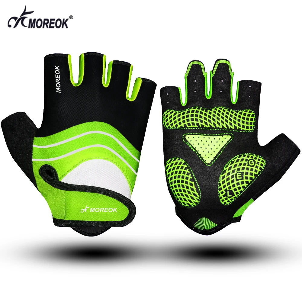 MOREOK Cycling Gloves Half Finger Bike Gloves 5MM Silicone Pads Pads Bicycle Gloves Shock-Absorbing Mountain Bike Gloves Anti