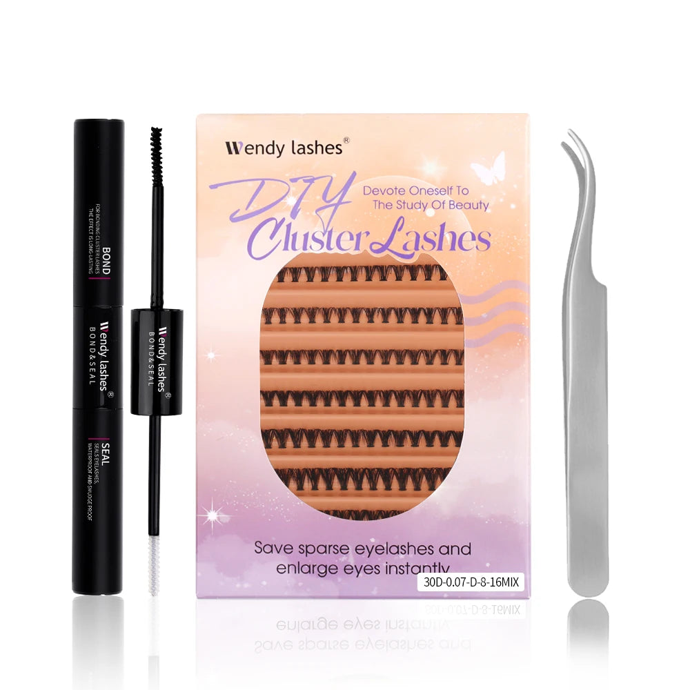 Wendy Lashes 60D/80D Lash Extension Kit 8-16mm Mix Lashes and Bond and Tweezers Faux Mink Eyelash Cilios Eyelash Supplies