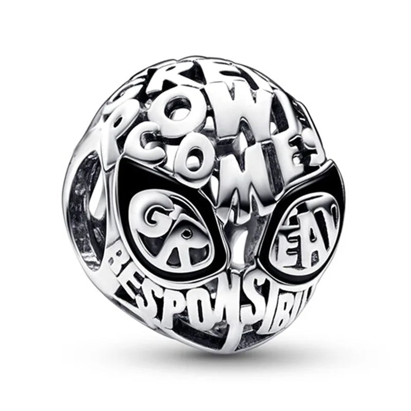 Disney Mickey Minnie Ice and Snow Princess Cartoon Series Pendant DIY Large Hole Zinc Charm Jewelry